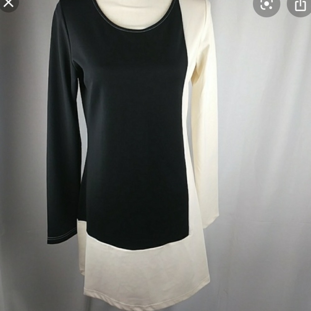 NWT VFISH! black & white long sleeve dress large